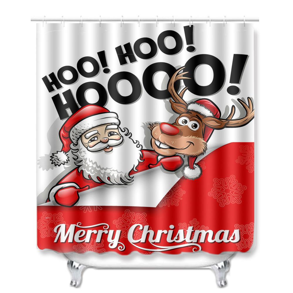 3D Digital Printing Christmas Waterproof Shower Curtain Four-Piece Bathroom Non-Slip Door Mat Bedroom Living Room Floor Mat Carpet