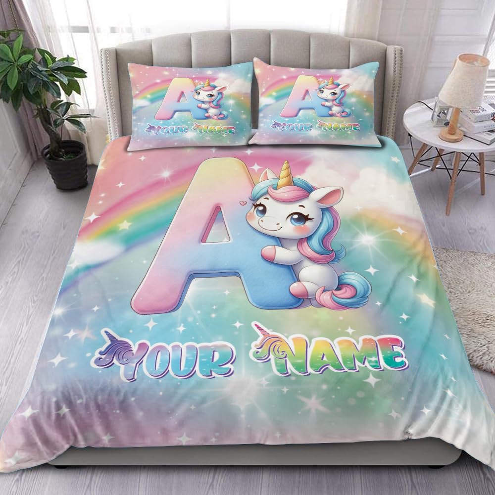 Unicorn Duvet Covers For Girls Teens Queen Lightweight Down Quilt Covers Bedroom Decor 2 Pillowcases 1 Duvet Cover No Comforter