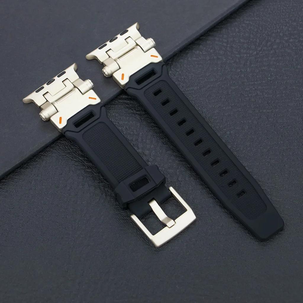 Silicone Sport Band for Apple Watch Ultra 49mm 45mm 42 44mm Rubber Strap for iWatch Series 9 8 7 Se 6 5 4 Ultra 2 49 Correa
