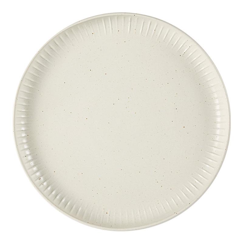 Retro Style Simple Ceramic Dish Household Plate Creative Relief Western Food Light Luxury Tableware Solid Color Steak Plate