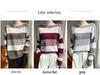 2025 Women's Striped One-Shoulder Wool Pullover Sweater for Autumn/Winter - Casual Knitwear