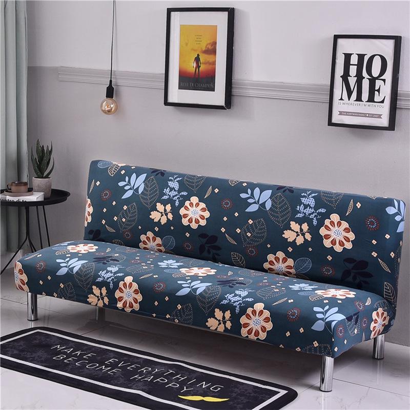 Elastic Non-Slip Printed Sofa Bed Cover Without Armrests