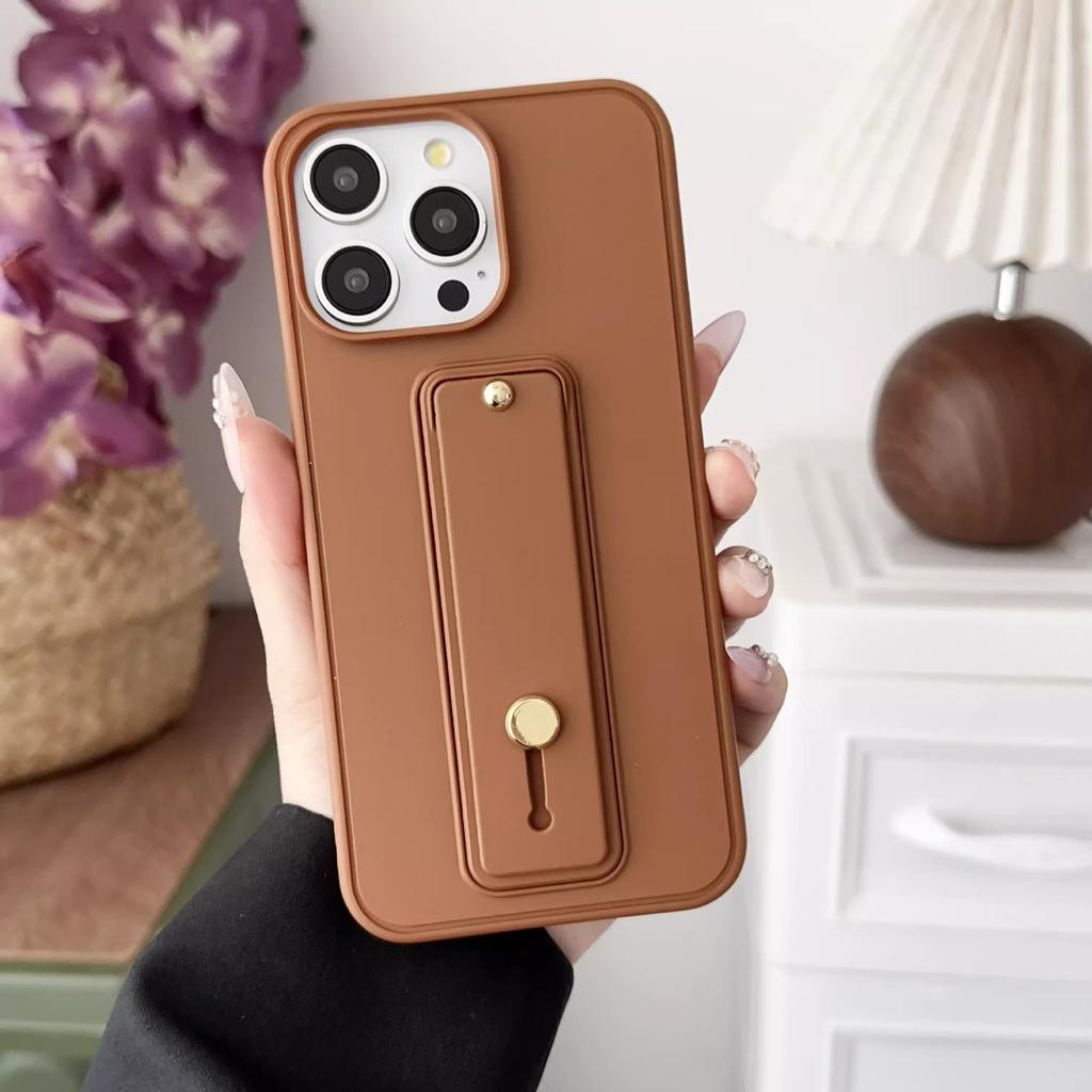 Solid Color Wristband Suitable for Apple 16 ProMax Mobile Phone Case Bracket IPhone 15 Simple All Inclusive Anti Fall Protection