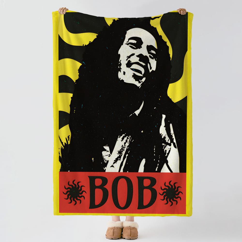 Music B-Bob Marley-y Throw Thick Comfort Flannel Quilt, Multi-scene Use Indoor Outdoor Daily Nap