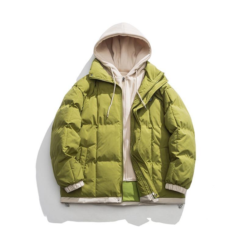 Padded jacket men's autumn and winter piled thickened trendy brand youth padded jacket high school students fake two padded jacket