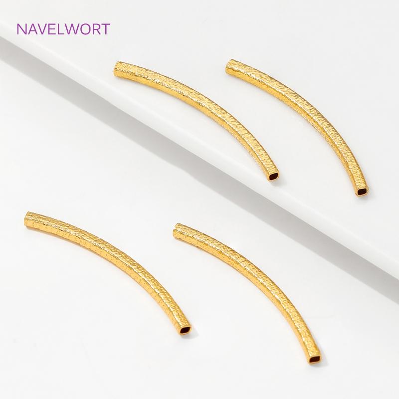 2mm*35mm Brass Texture Tube Beads 18K Gold Plated Tube Spacer Beads Connectors For Jewelry Making,DIY Bracelet Necklace Findings