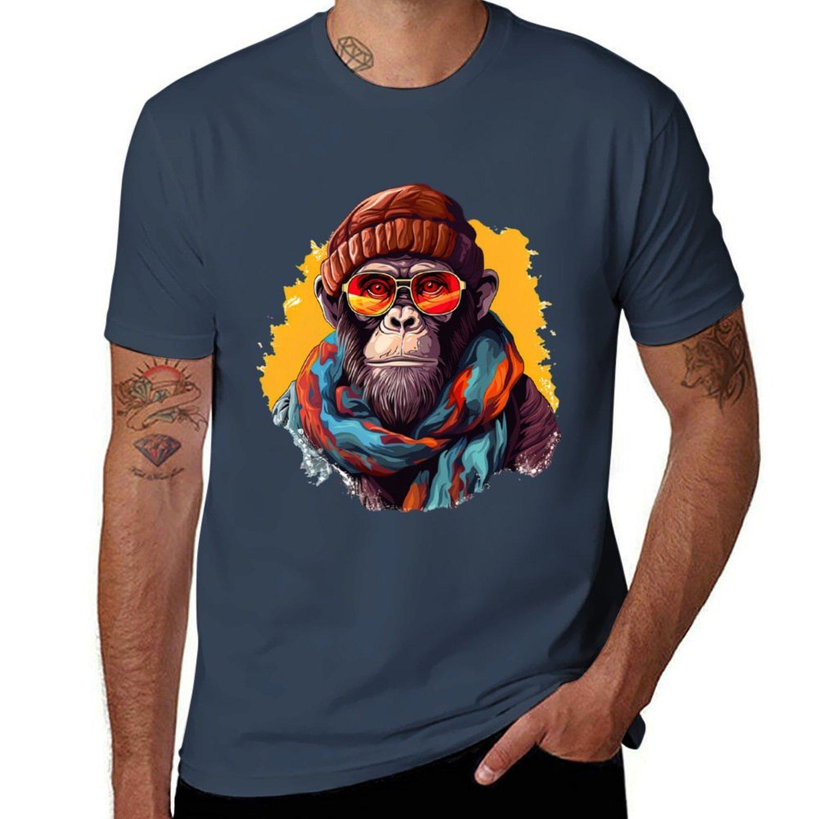 Colourful Monkey Tshirt Casual Basic Short Sleeve Tshirt S