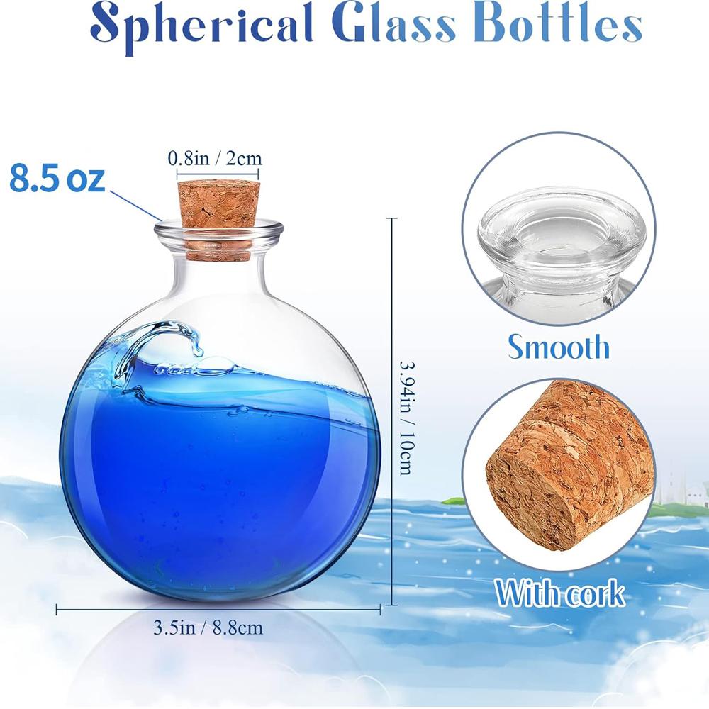 

Spherical Potion Bottles Round Glass Bottles Clear Potion Jars Large Decorative Bottles Vases for Halloween Christmas Costume 2pcs