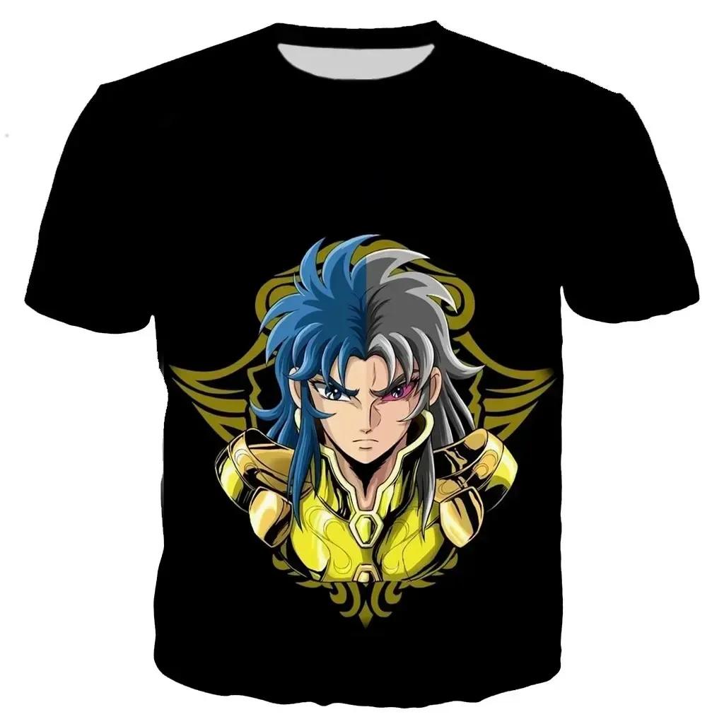 Summer Classic Saint Seiya Anime Pattern 3D Printed Men's Comfortable Quick Drying Breathable Parent Child Short Sleeve T-shirt