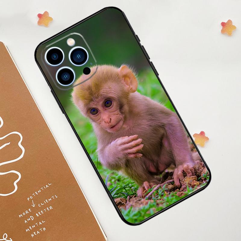 Cute Baby Monkey Animal Phone Case For iPhone 17 Pro Max 11 14 15 16 Pro Max 12 13 mini 16 Plus 16e 17 Air Funda