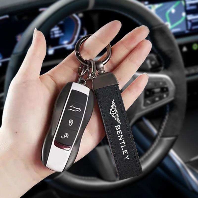 Suede Car Keychain Keyring Luxury Key Chains Anti-loss Pendant For Bentley Continental GT MULLINER Bentayga Flying Hurtling Spur
