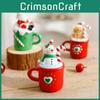 Christmas Resin Statue Gingerbread Snowman Elder Tea Cup Festive Decor Tabletop
