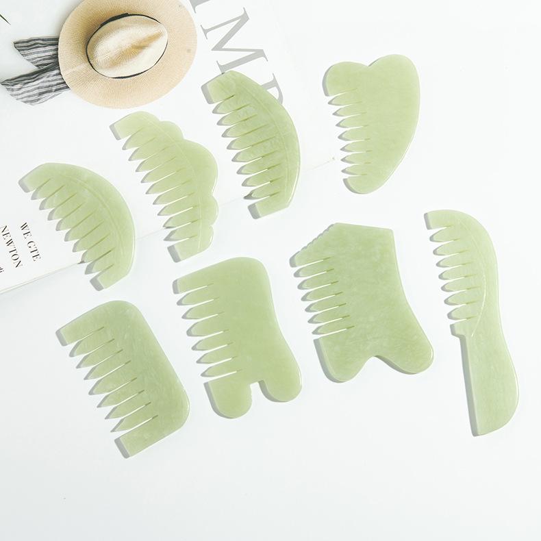 Xiuyu Jade Gua Sha Comb for Head and Meridian Massage