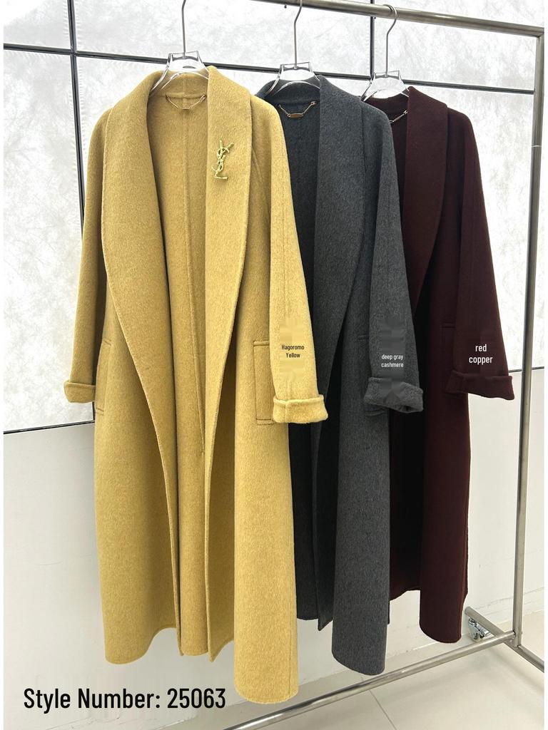 Women's 2025 French Light Luxury Loose Long Double-Sided Cashmere Coat for Autumn and Winter