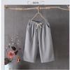 Women Cotton Linen Capri Pants Elastic Drawstring Waist Cropped Wide Leg Trousers Summer Loose Casual Seven Length Pants