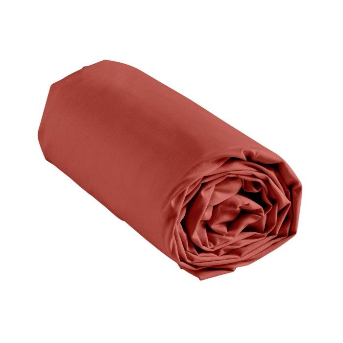 Drap housse - EDEN - Line - 140x190 cm - 100% coton 57 fils/cm² - Bonnet 30 cm - Terracotta