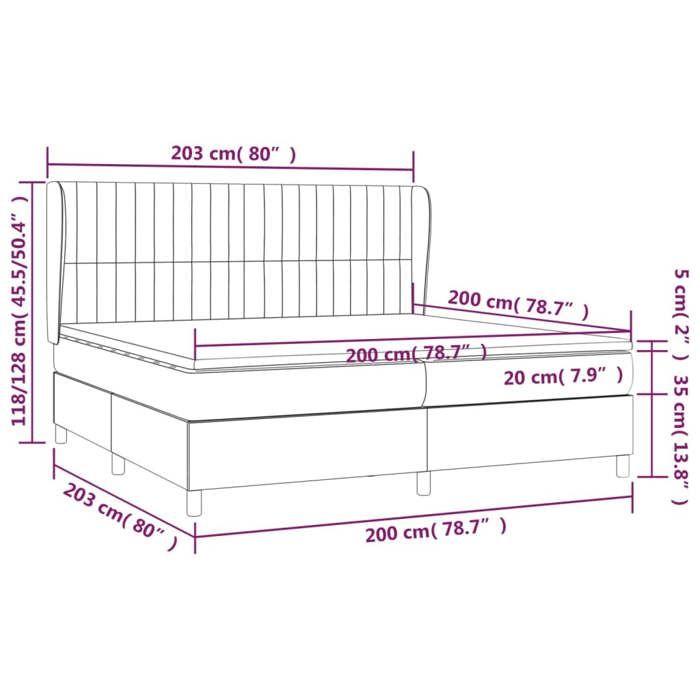 3128153 vidaXL Lit à sommier tapissier avec matelas Taupe 200x200 cm Tissu