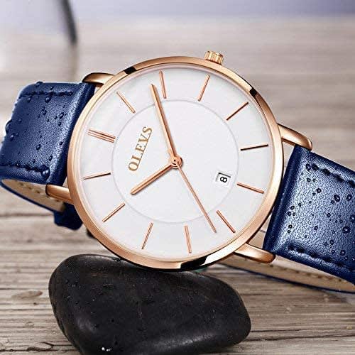 OLEVS Women's Ultra-Thin Wristwatch, Nurse Watch with Second Hand, 12/24 Hour Display, Easy-to-Read Silicone Band, Fashionable Watch for Women (Blue S