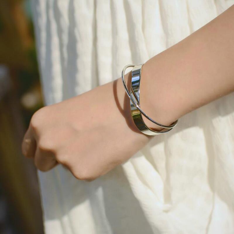 Retro Polished Gold Punk Metal Bracelet Wristband