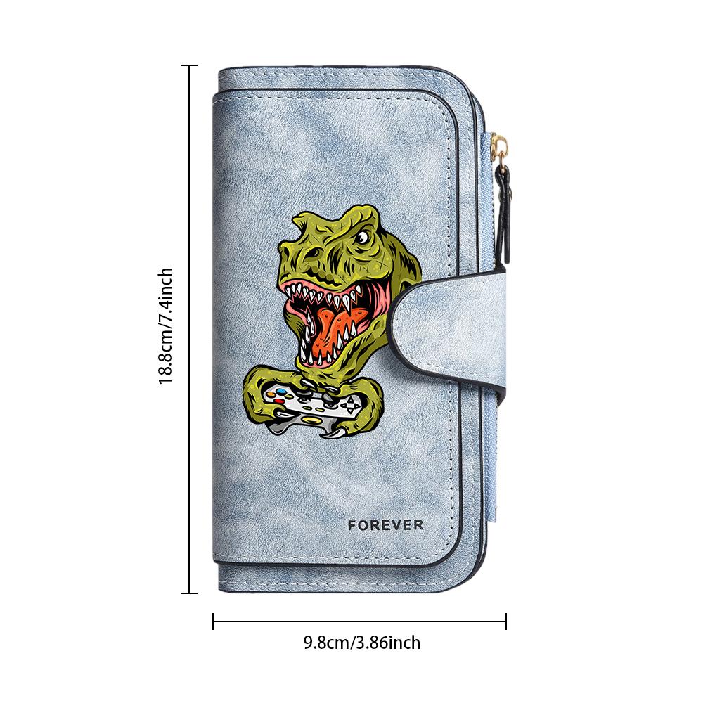 Dinosaur Print Wallet Multi Card Holder Fashion Casual Purse for Daily Use
