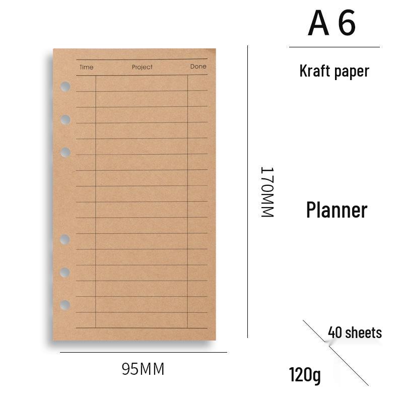 A6 Loose-Leaf Multi-Functional Planner: Daily/Weekly Plan & Accounting Inserts - Removable Inner Pages Replacement