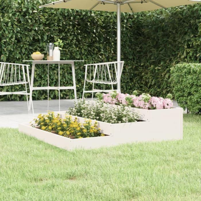 VidaXL Jardinière Blanc 107x107x27 cm Bois massif de pin 823914