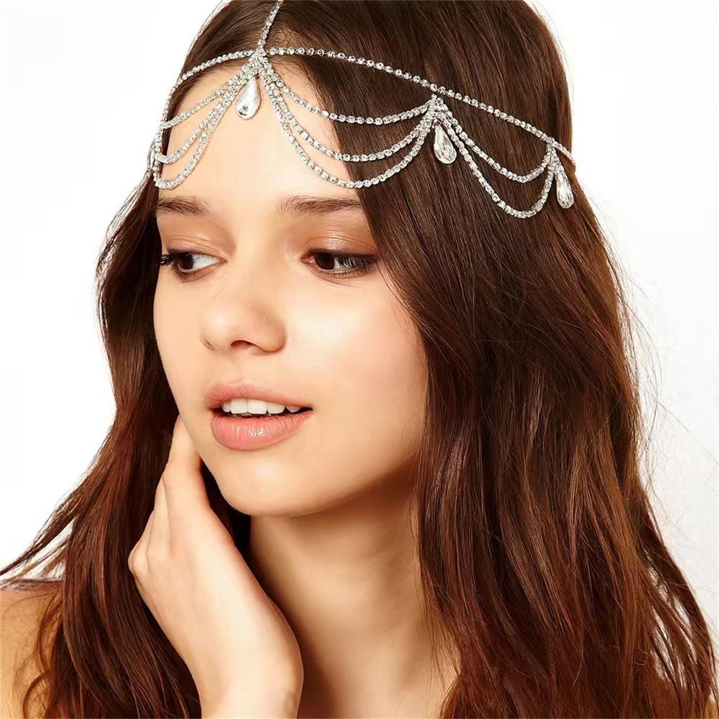 European And American Retro Fringed Hair Accessories, Pearl Chain Headband Fashion Bridal Headgear, Bohemian Ethnic Hair Accessories