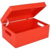 Rote Holz-Aufbewahrungsbox 30 x 20 x 14 cm mit Deckel und Griffen