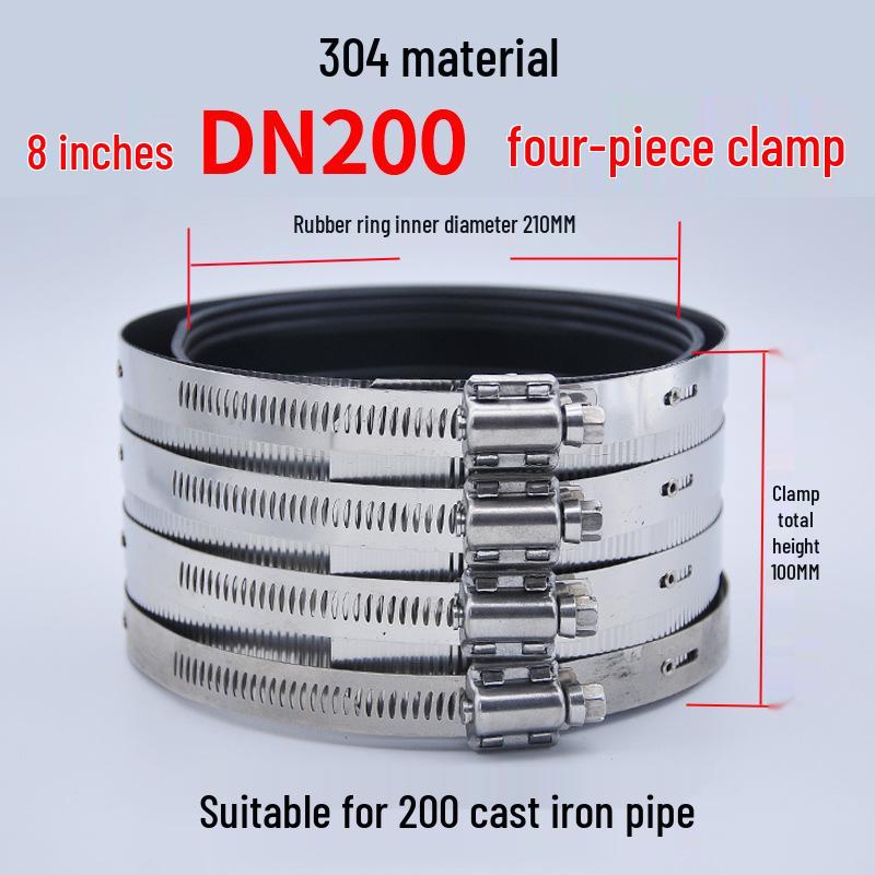 Heavy-Duty Stainless Steel and Cast Iron Flexible Pipe Clamp for Sewer and Drain Pipes