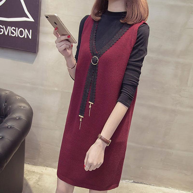 Otoño e invierno encaje chaleco vestido suelto sin mangas chaleco largo  moda casual mujer correa falda comprar a buen precio — entrega gratuita,  reseñas reales con fotos — Joom