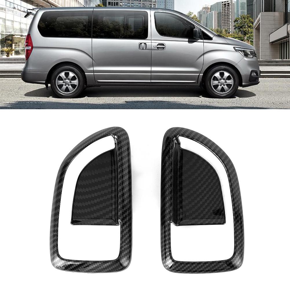 2pcs Carbon Fiber Style Inner Door Handle Trim Fits for Hyundai Grand Starex H1 2019