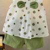 Girls Polka Dot Short Sleeve Outfit 2 Piece Set For Toddlers And Kids Aged 1 To 5 Years Old Summer Casual Clothing