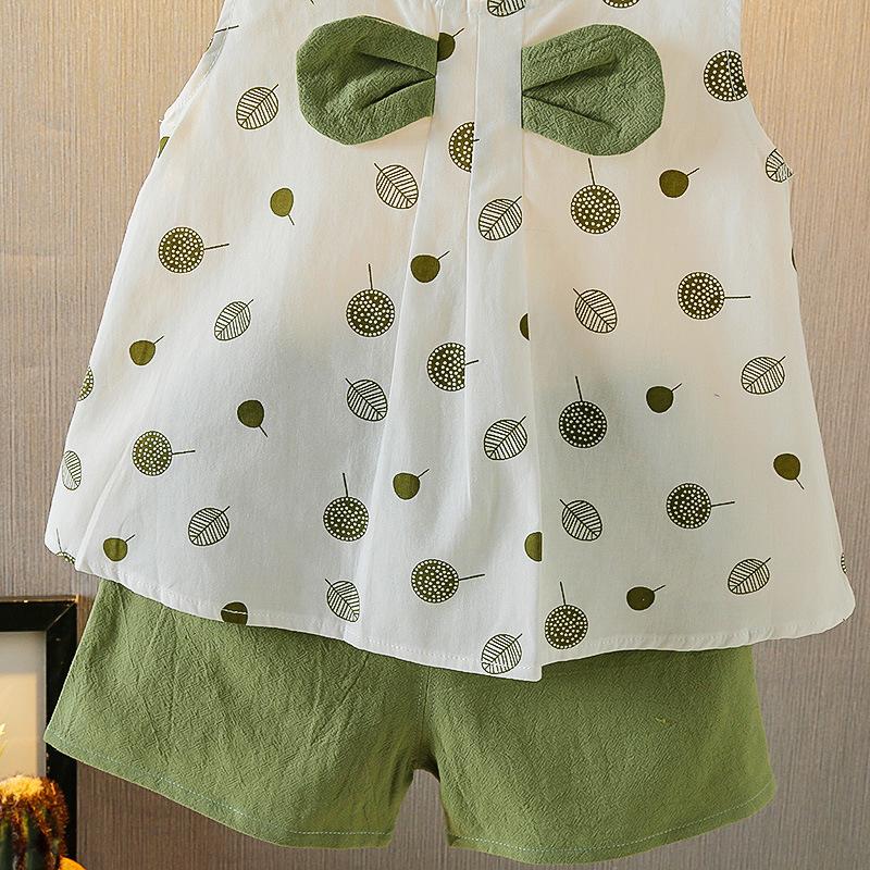 Girls Polka Dot Short Sleeve Outfit 2 Piece Set For Toddlers And Kids Aged 1 To 5 Years Old Summer Casual Clothing