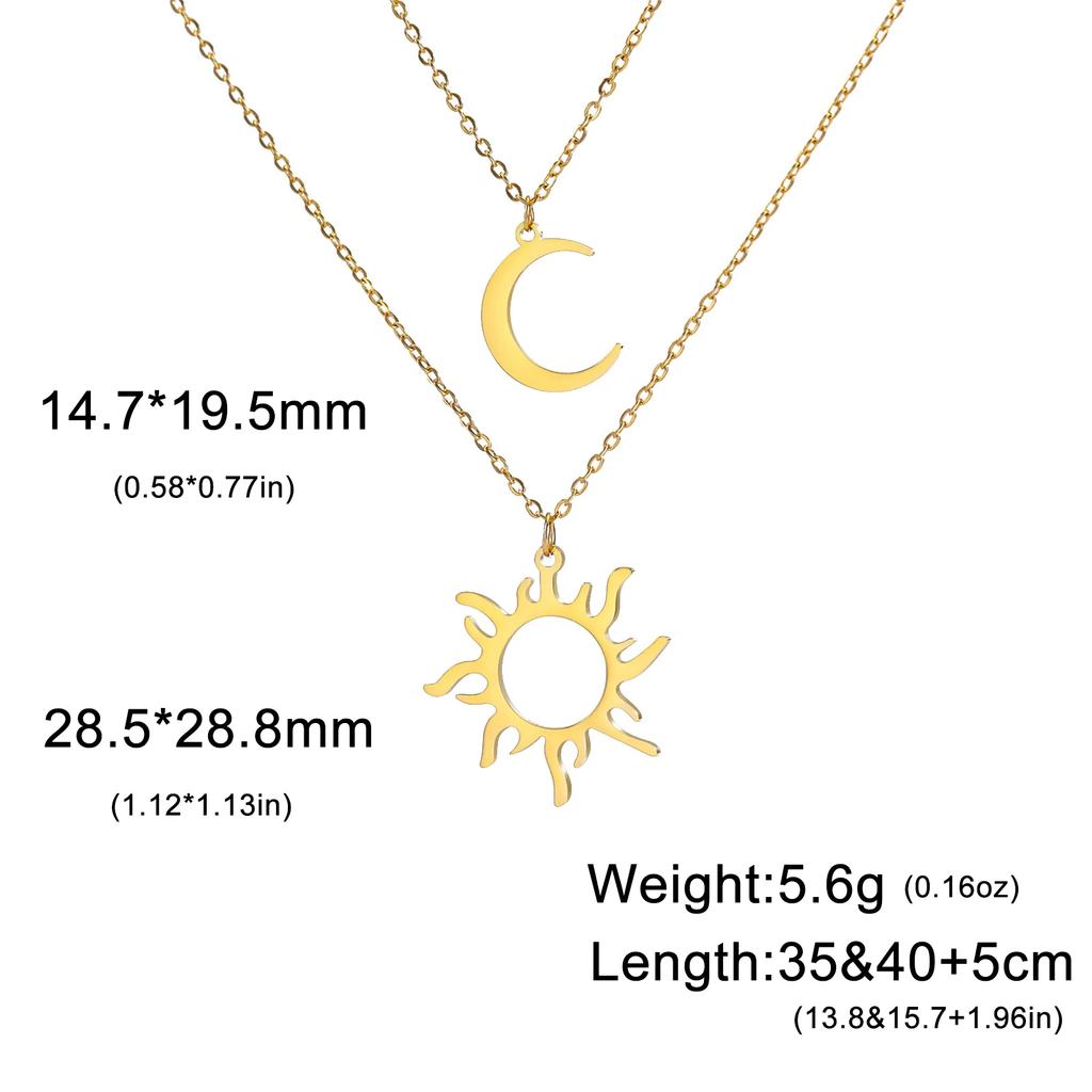 Sun Moon Pendant Necklace Women Fashion Stainless Steel Clavicle Chain Jewelry Gift for Friends New Arrival