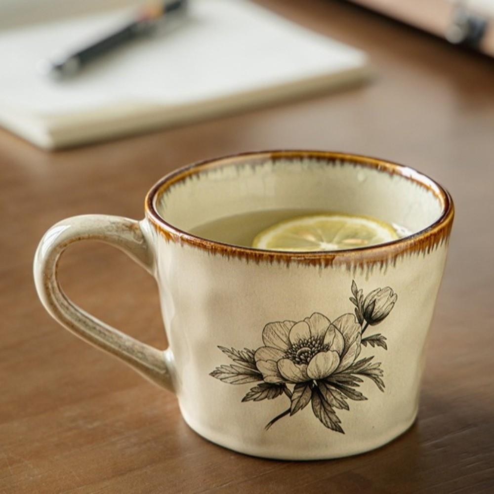 385ml Antique Style Mug Microwave Safe Exquisite Water Cup Porcelain Ceramic Coffee Cup Kitchen