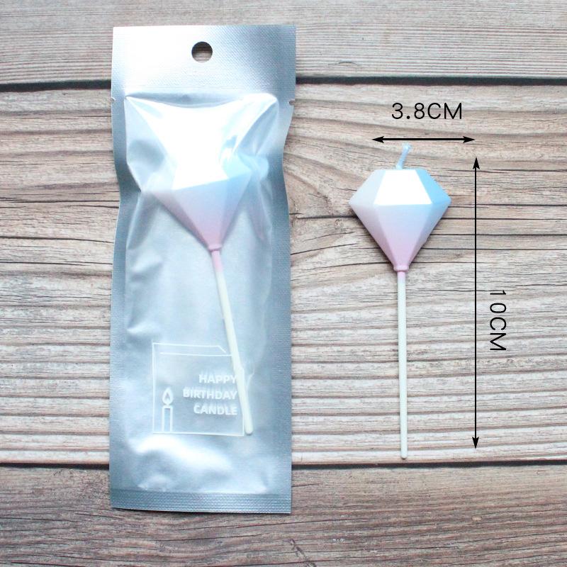 Single Gradient Color Diamond Cloud Birthday Candle Cake Decoration Party Supplies Creative Colorful Candle
