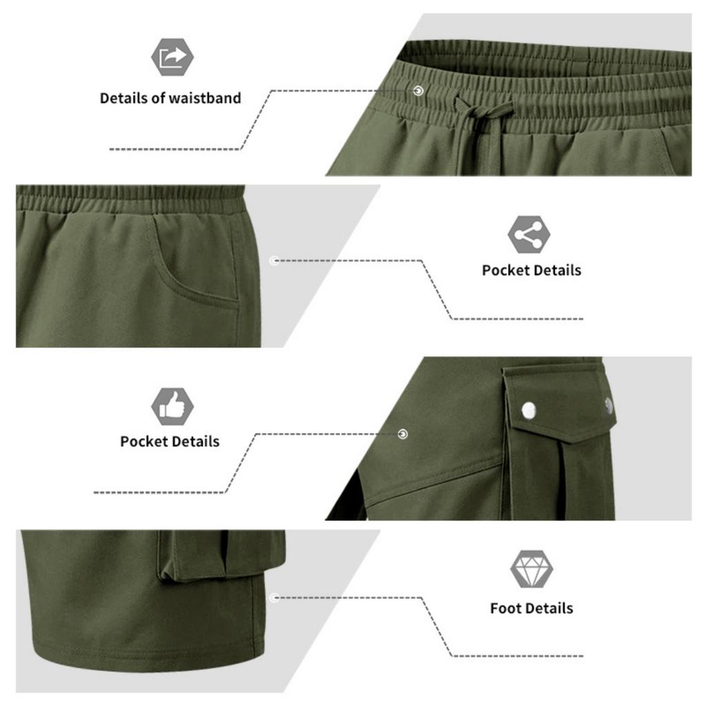Men's Cargo Shorts Loose Fit Drawstring 5 Inch Inseam for Outdoor Sports