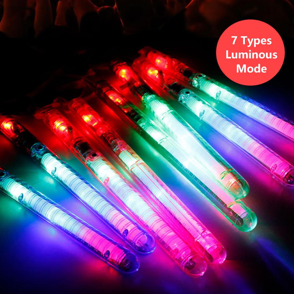1Pcs Flashing LED Wand Sticks Glowing with Rope Multicolor Cheer Tube Light Birthday Wedding Music Party Festival Supplies