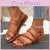 Large Size Vintage Buckle Flat Sandals Women Cross-border Retro One-word Buckle Beach Slippers Sandal