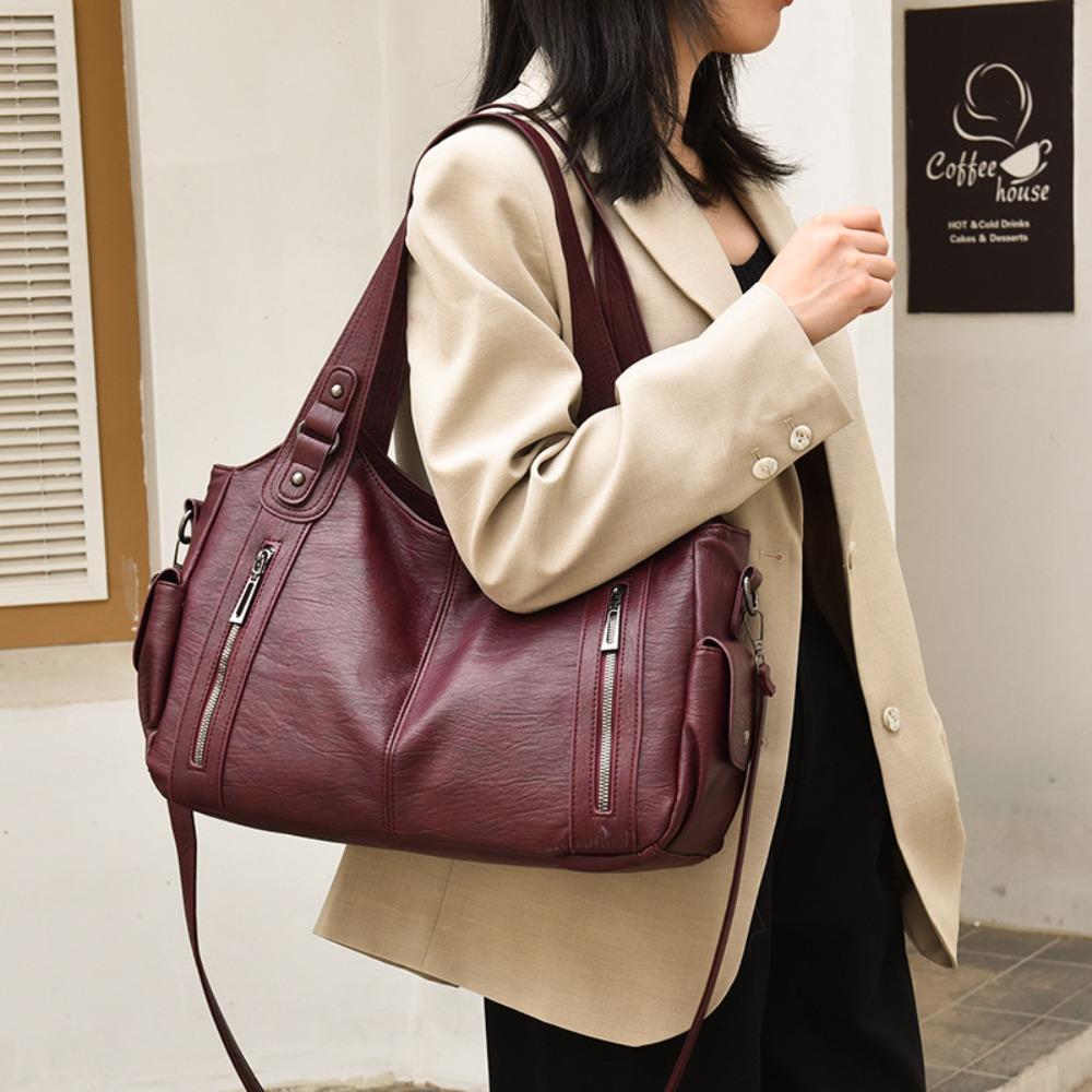 Sacs à bandoulière à compartiment intérieur souple 2026 Sacs de haute qualité aux couleurs contrastées pour femmes Mode Fermeture éclair Sacs à main pour femmes en PU