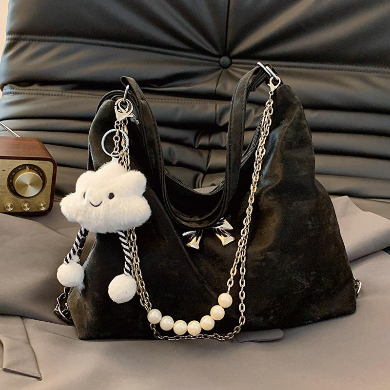 

Сумка-тоут женская 2024 новый большой вместительный рюкзак в иностранном стиле весенняя модная сумка через плечо текстура нишевый рюкзак женский without pendant чёрный