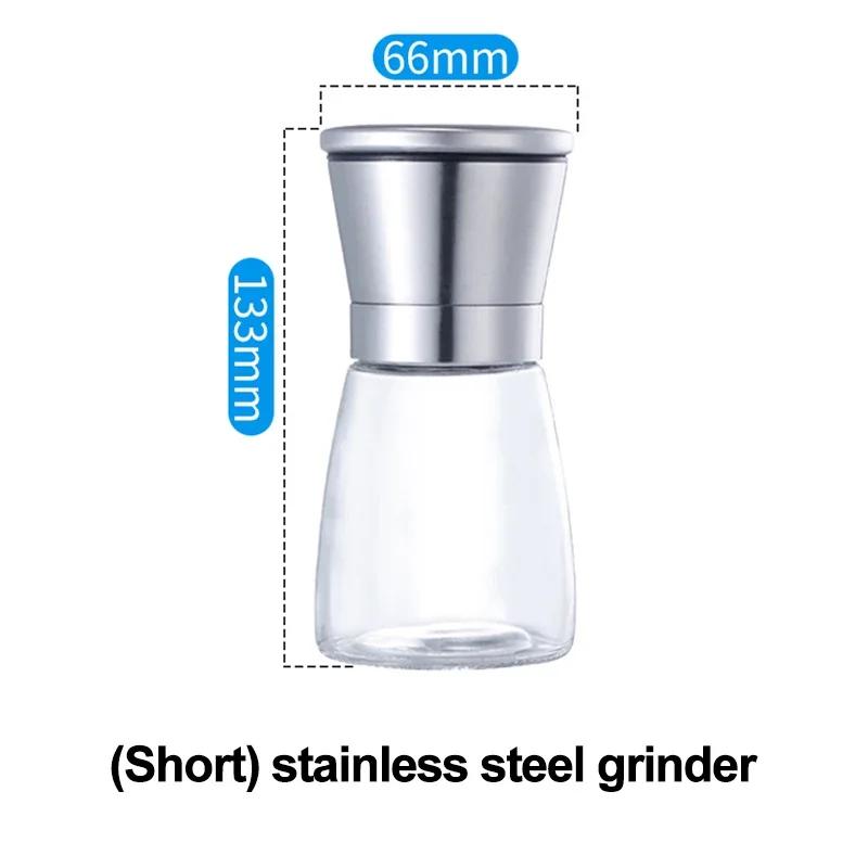 Stainless Steel Salt and Pepper Mill Manual Food Herb Grinders Spice Jar Containers Kitchen Gadgets Spice Bottles Glass