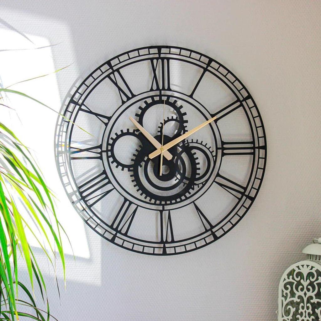 Stylish Metal Analog Wall Clock for Living Room, Bedroom,Kitchen, Home and Hall | Antique Fancy Big Size Modern Wall Watch for Home Decor (60CM)