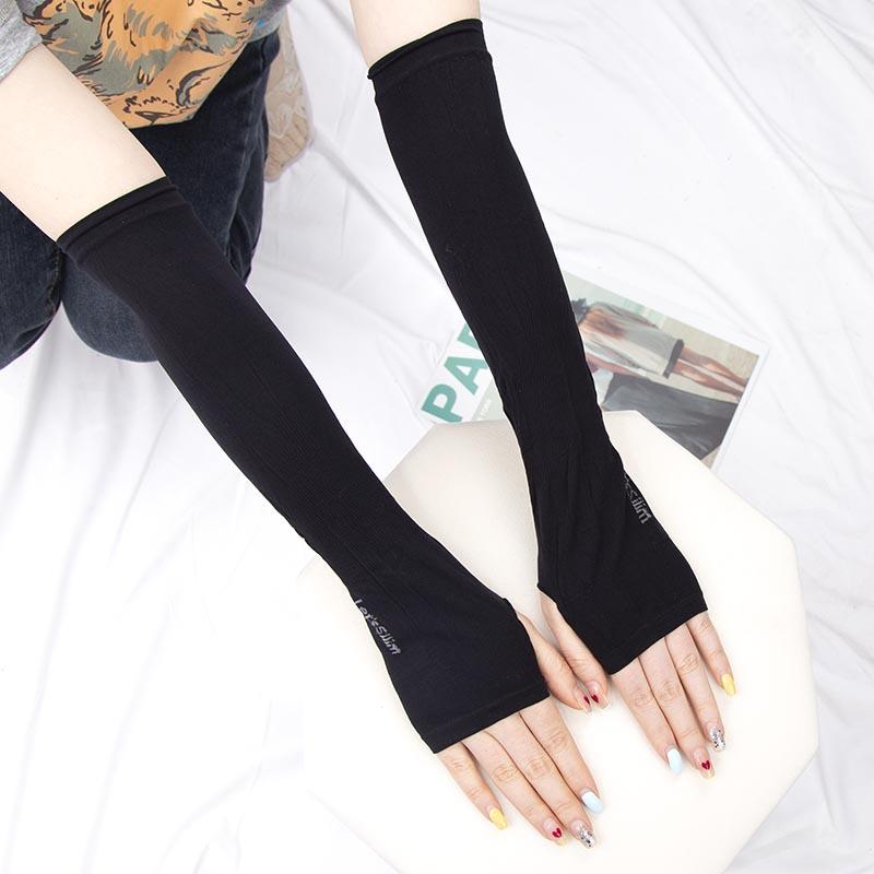 

1 Pair Unisex Summer Finger Sleeve Ice Cool Wearing High Elastic Elbow Spring Outdoor Riding Fingerless Fishing Ice Silk Sleeves One Size