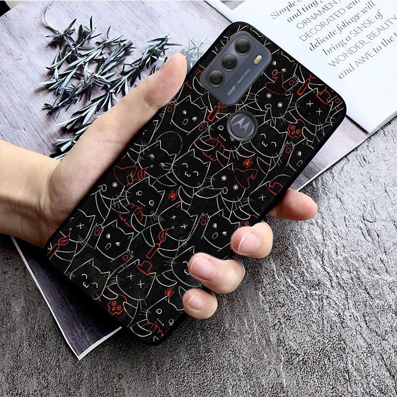 Black Cat Phone Case for Motorola Moto E32 E20 E40 G22 G52 G20 G30 G100 G60 G50 G10 GPure GStylus G9 One Action Macro