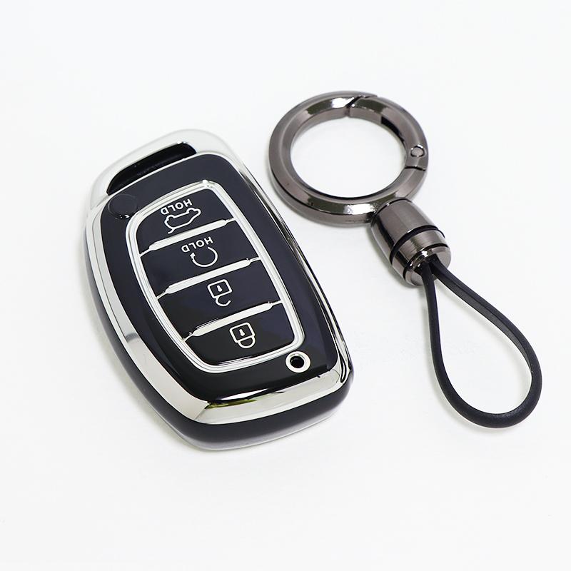 4 Button For Hyundai Sonata Ix25 I20 Creta Santa Fe Gls Reina Ix35 Grand I10 Elantra Tucson Tpu Car Key Cover Case Keychain