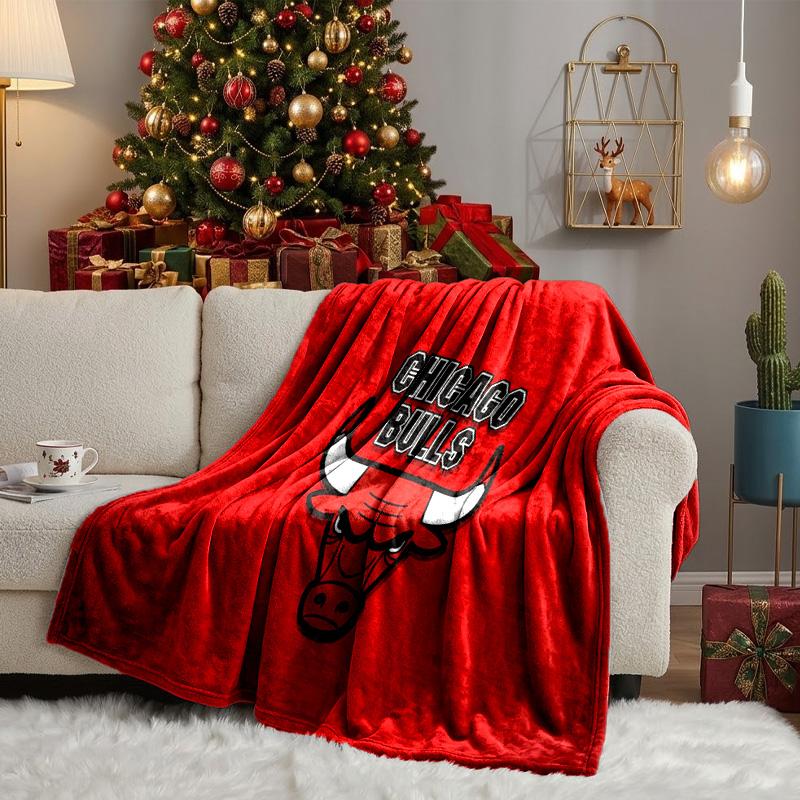 Coperta Logo Chicago Bulls Coperta in Flanella Peluche per Divano Letto Regali per Uomini Donne Coperta da Viaggio Picnic Regali di Natale per Fan