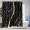 4Pcs Black Marble Shower Curtain Sets with Rugs Gold Bathroom Sets with Shower Curtain and Toilet Lid Cover Modern Bathroom Deco