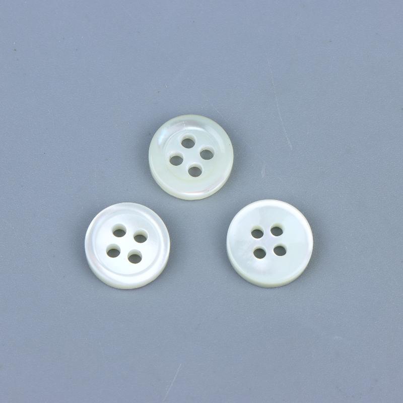 4 Holes Polished Freshwater River Shell Buttons Small Round Thin Edge Durable for Shirts Blouses Handmade Apparel Making