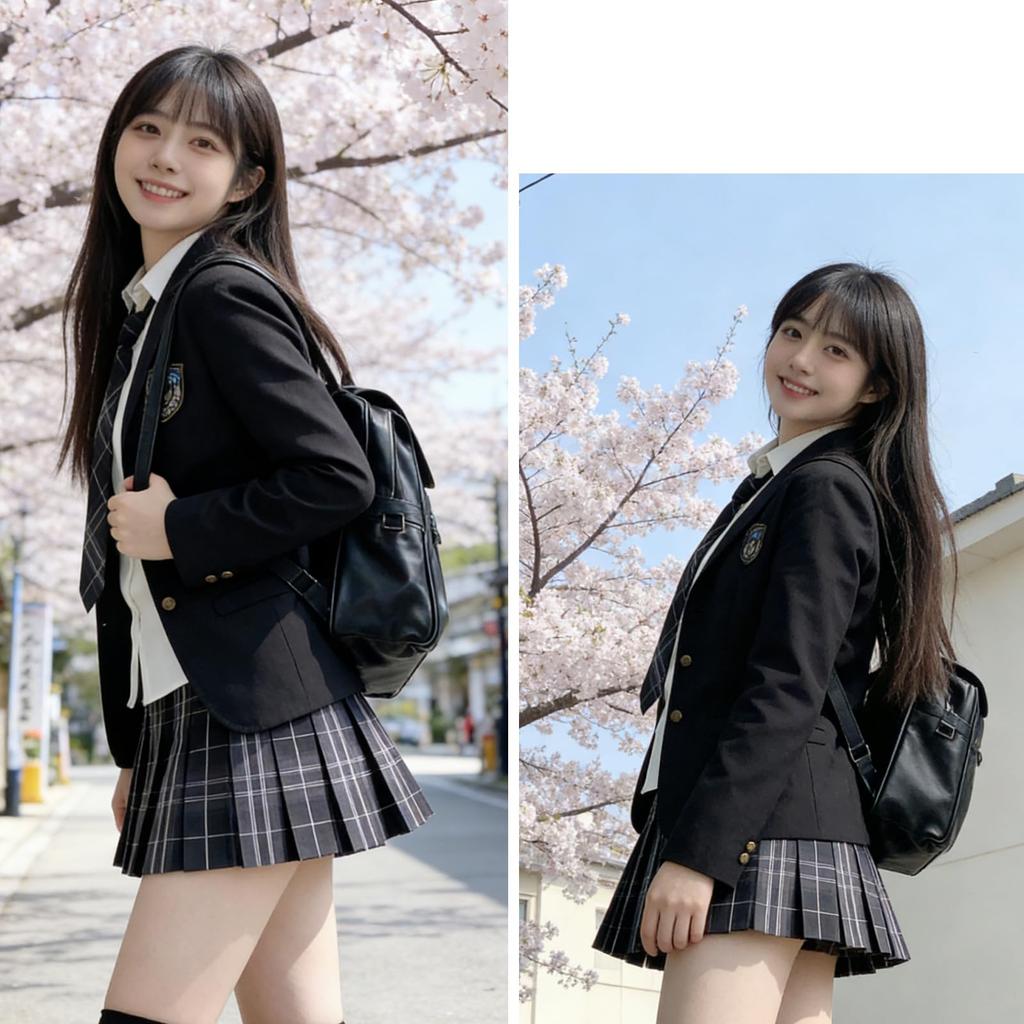 Qichenk High School Girl Cosplay Uniform Blazer and Perfect for Graduations and Opening Size L 5-Piece Set, Skirt, Shirt, Tie, Badge, Ceremonies,